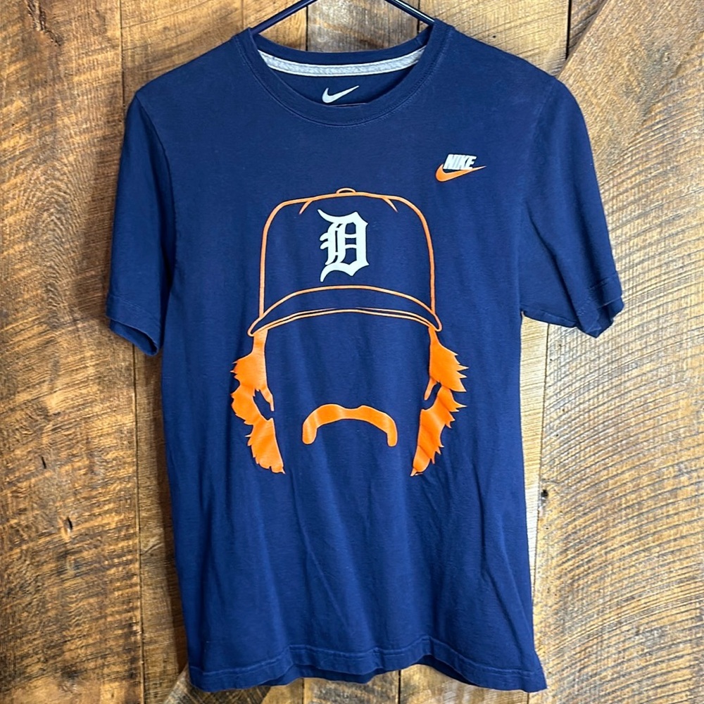 Nike MLB Detroit Tigers T Shirt Men Size Small Blue Jim Leyland